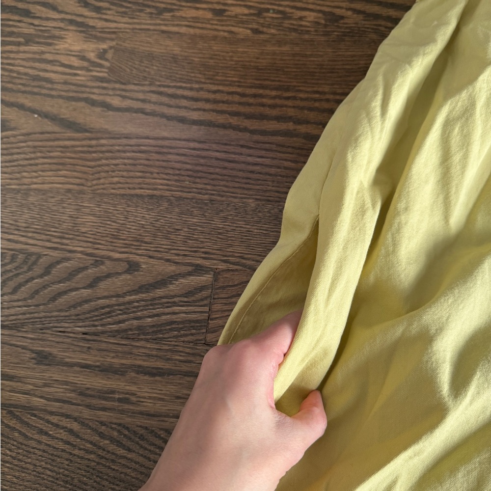 Free people Sophie ruffle sleeve slip mini dress off shoulder chartreuse pockets - Picture 11 of 11